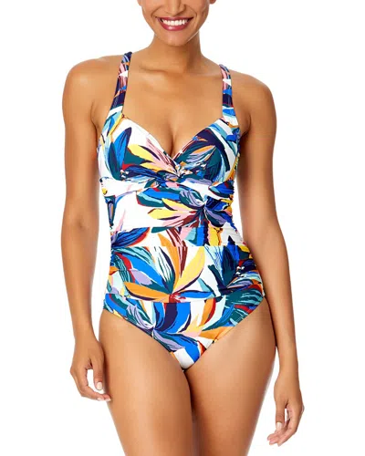 Anne Cole Drape Front Underwire One-piece In Multi