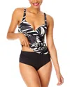 Anne Cole Drape Front Underwire Tankini In Black