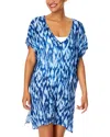 Anne Cole Tie Dye Ikat Easy Tunic Swimsuit Cover Up In Blue