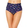 Anne Cole Gradient Floral Fold Over High Waist Shirred Bikini Swim Bottoms In Multicolored
