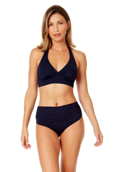 Anne Cole Halter Bikini Top In Navy