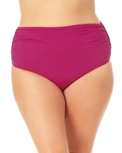 Anne Cole Hi Waist Shirred Bottom In Purple