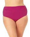 Anne Cole Hi Waist Shirred Bottom In Brown