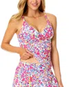 Anne Cole Hidden Underwire Drape Front Tankini In Multi