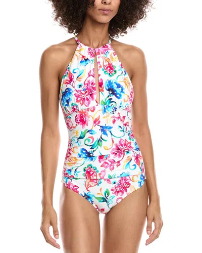 Anne Cole High Neck With Ruffle Strap One-piece In Multi
