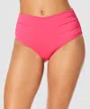 Anne Cole Live In Color Convertible High Waist Shirred Swim Bottom In Pink