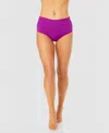 Anne Cole Live In Color Convertible High Waist Shirred Swim Bottom In Fuchsia