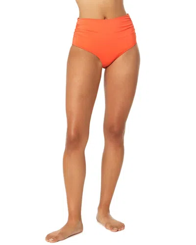 Anne Cole High-waist Shirred Bikini Bottom In Orange