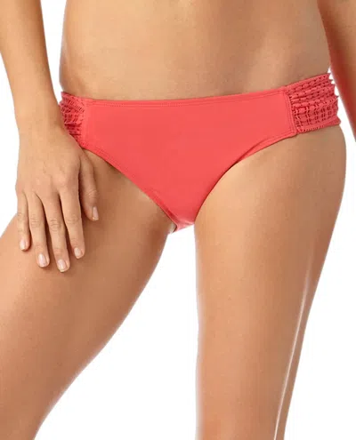Anne Cole Lace Crochet Tab Side Bikini Bottom In Watermelon In Pink