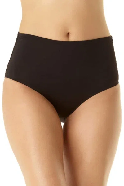 Anne Cole Live In Color Convertible High Waist Shirred Swim Bottom In Black