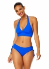 Anne Cole Solid Banded Halter Bikini Top In Royal Blue