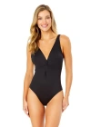 Anne Cole Live In Color Plunge Twist One Piece Swimsuit In Black