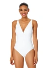 Anne Cole Live In Color Plunge Twist One Piece Swimsuit In White