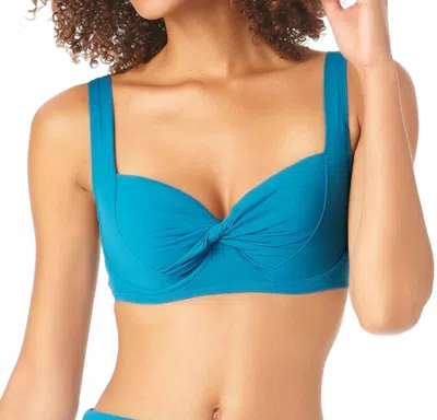 Anne Cole Live In Color Retro Underwire Bikini Top In Teal In Blue