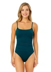 Anne Cole Live In Color Shirred Lingerie Maillot One Piece In Hunter Green