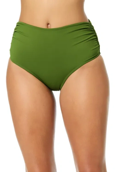 Anne Cole Live In Color Solid Convertible High Waist Shirred Swim Bottom In Green