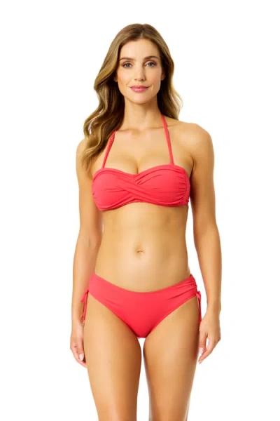 Anne Cole Live In Color Solid Twist Bandeau Bikini Top In Pink
