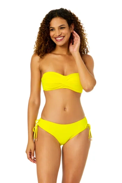 Anne Cole Live In Color Solid Twist Bandeau Bikini Top In Yellow