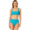 Anne Cole Live In Color Textured Classic Square Neck Bralette Bikini Swim Top In Freshwater Turquoise