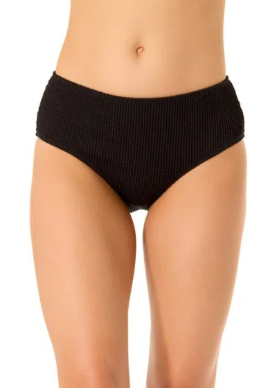 Anne Cole Live In Color Textured Midrise Swim Bottom In Black