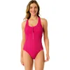 Anne Cole Live In Color Textured Scoop Neck Front Racerback One Piece Swimsuit In Pink