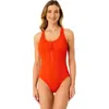 ANNE COLE LIVE IN COLOR TEXTURED SCOOP NECK FRONT RACERBACK ONE PIECE SWIMSUIT