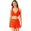 Anne Cole Live In Color Textured Shirred Soft Band Bralette Bikini Swim Top In Paprika Flame