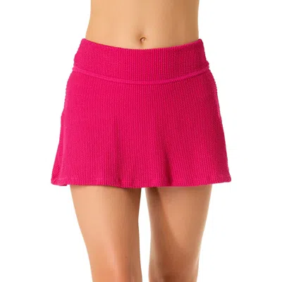 Anne Cole Live In Color Textured Skirted Swim Bottom In Pink