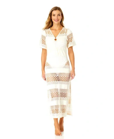 Anne Cole Long Maxi Dress With Side Slits Cover Up In Gardenia