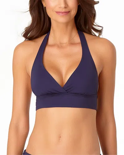 Anne Cole Marilyn Halter Bikini Top In Blue