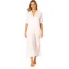 Anne Cole Maxi Dress With Side Slits And Shell Details Cover Up In Pink Cosmos Stripe