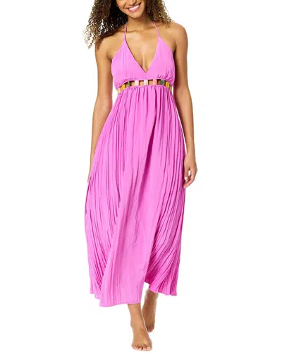 Anne Cole Maxi V-neck Jeweled Dress In Pink