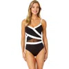 Anne Cole Mesh Around Mesh Insert One Piece Swimsuit In Black