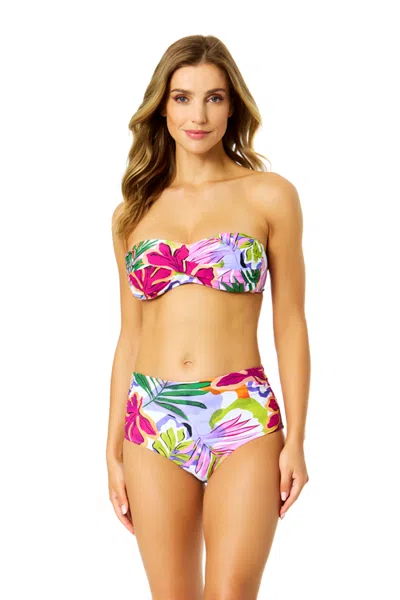 Anne Cole Mod Tropical Twist Bandeau Bikini Swim Top In Multi