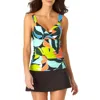 Anne Cole Piped Underwire Tankini Swim Top In Blue Multi