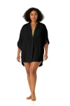 ANNE COLE PLUS LIVE IN COLOR BUTTON DOWN SHIRT SWIMSUIT COVER UP