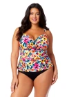 Anne Cole Plus Plus Gradient Floral Twist Front Underwire Tankini Swim Top