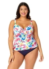 Anne Cole Plus Plus Gradient Floral Twist Front Underwire Tankini Swim Top In Watercolor Paisley