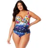 Anne Cole Plus Plus Gradient Floral Underwire Surplice One Piece Swimsuit In Gradient Floral