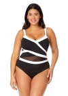 Anne Cole Plus Plus Mesh Around Mesh Insert One Piece Swimsuit In Black
