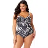 Anne Cole Plus Plus Palm Chic Drape Front Underwire Swim Top In Palm Chic