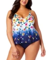 Anne Cole Plus Size Floral Print Tankini Top Bottoms In Multi