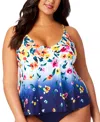 ANNE COLE PLUS SIZE FLORAL-PRINT TANKINI TOP