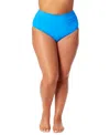 Anne Cole Plus Size High-waist Bikini Bottoms In Blue