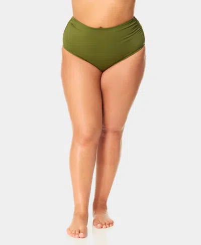 Anne Cole Plus Size High-waist Bikini Bottoms In Green