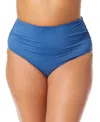 Anne Cole Plus Size High-waist Bikini Bottoms In Slate Blue