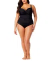 Anne Cole Plus Womens Twist Front Tankini Swim Top Separates In Black