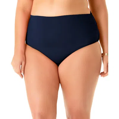 Anne Cole Plus Womens Convertible High Waist Swim Bottom Separates In Black Noire