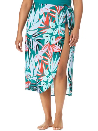 Anne Cole Plus Womens Printed Skirt Cover-up In Multi