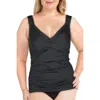 Anne Cole Plus Womens Twist Front Tankini Swim Top Separates In Black